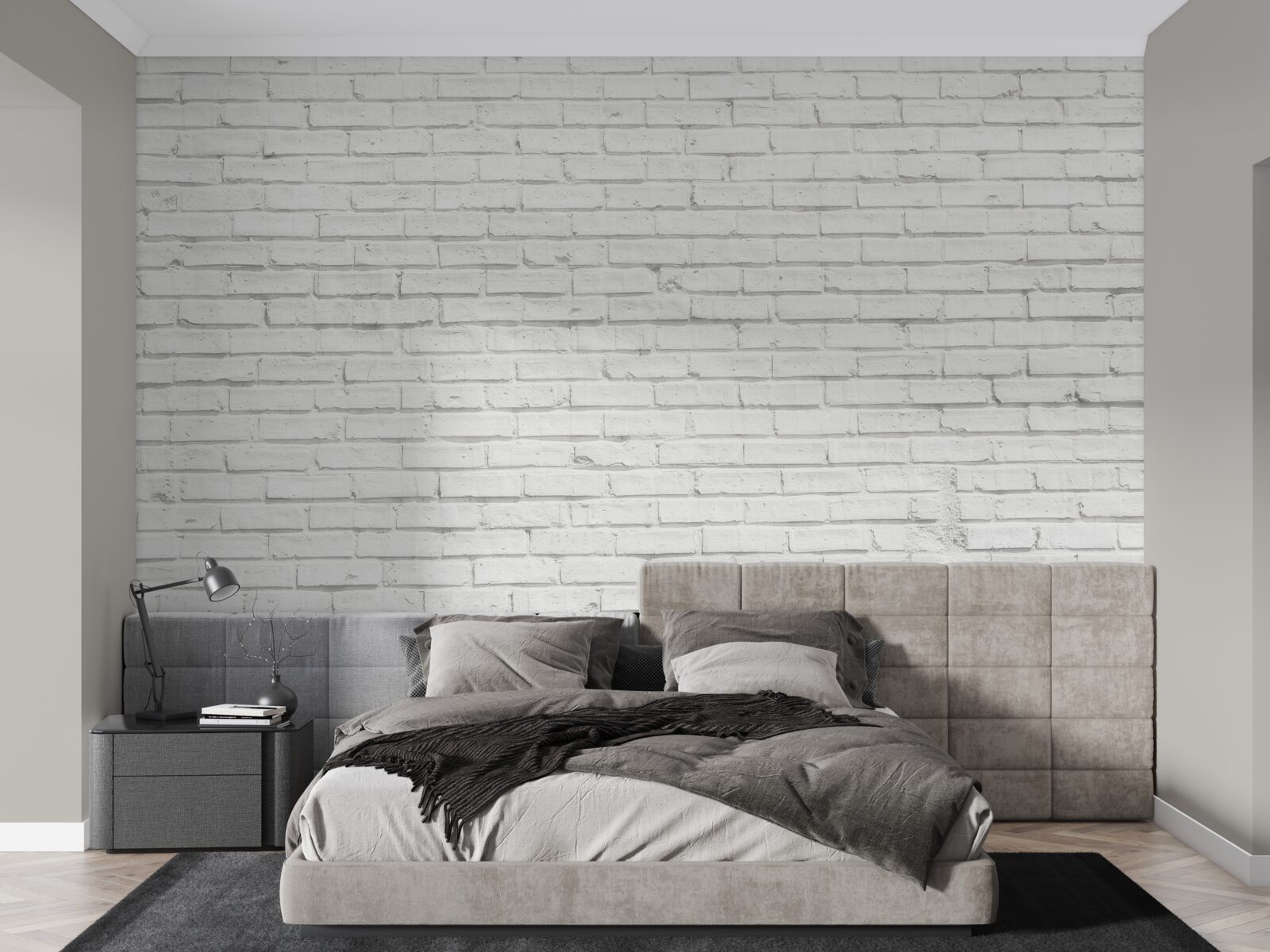 Papier peint base en brique blanche