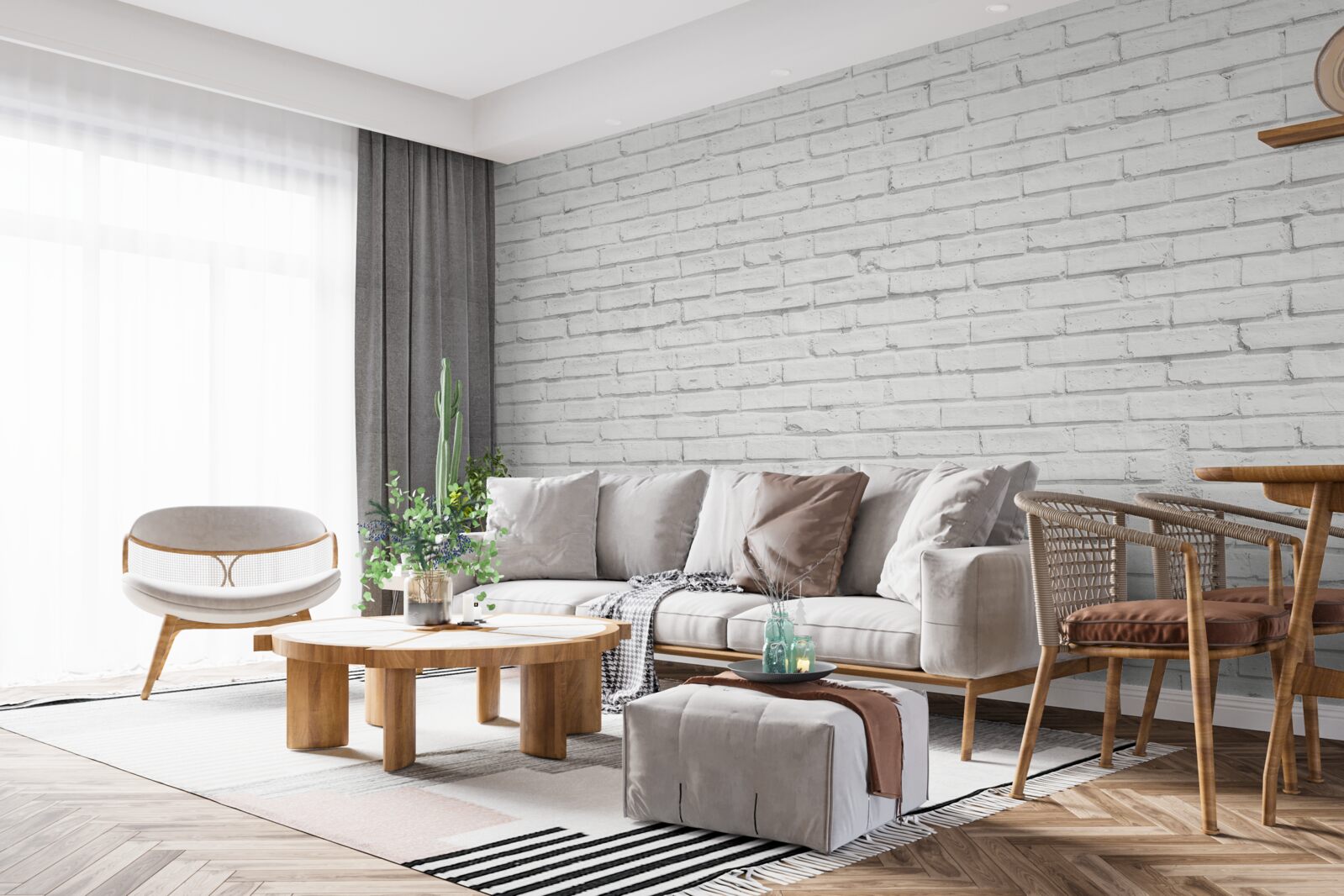 Papier peint base en brique blanche