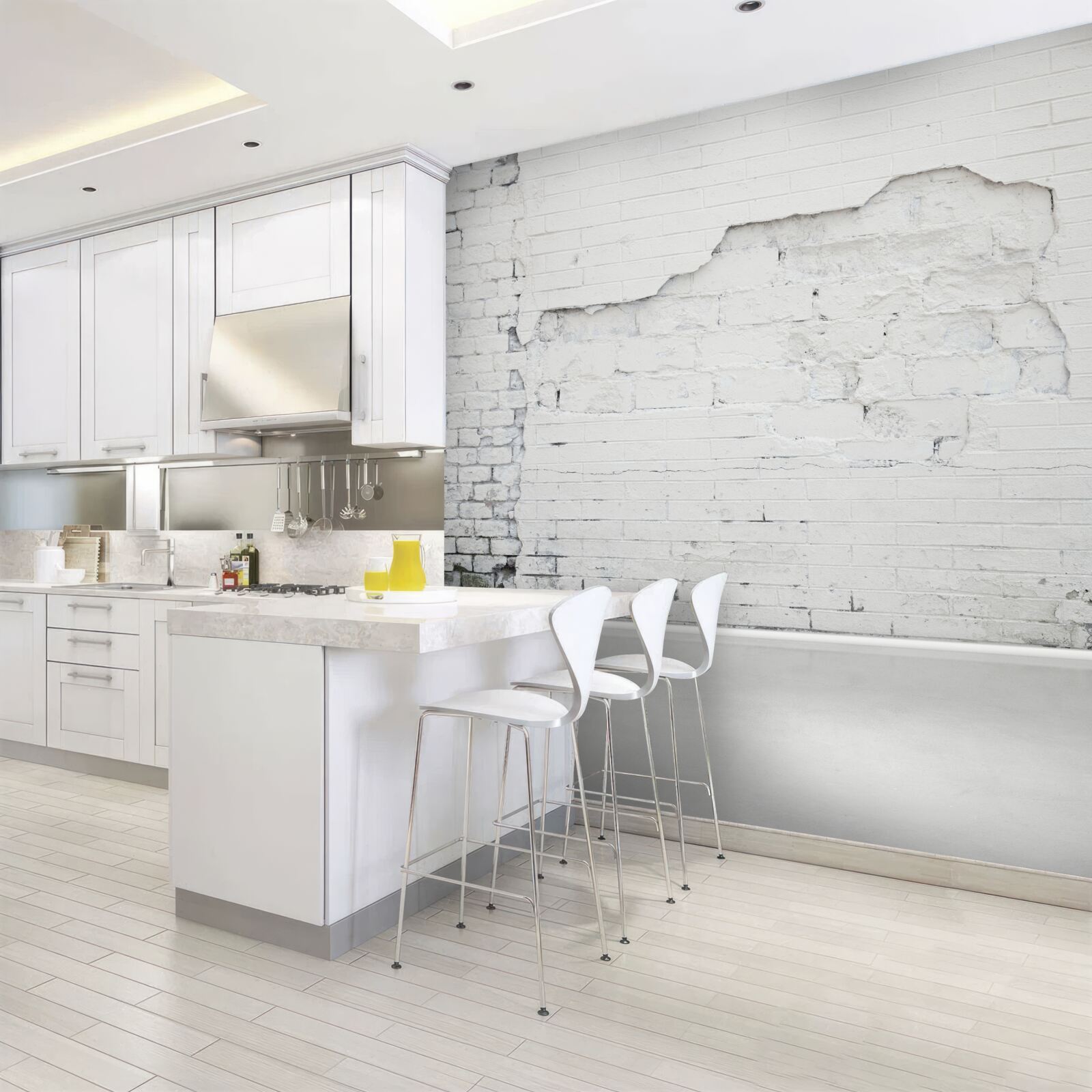 Papier peint la maçonnerie de briques exposée aux effets du temps