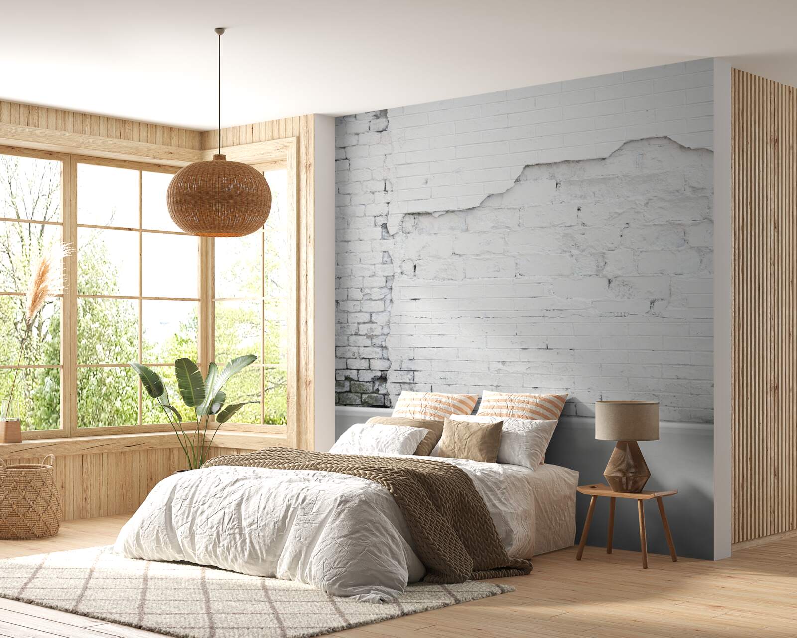 Papier peint la maçonnerie de briques exposée aux effets du temps