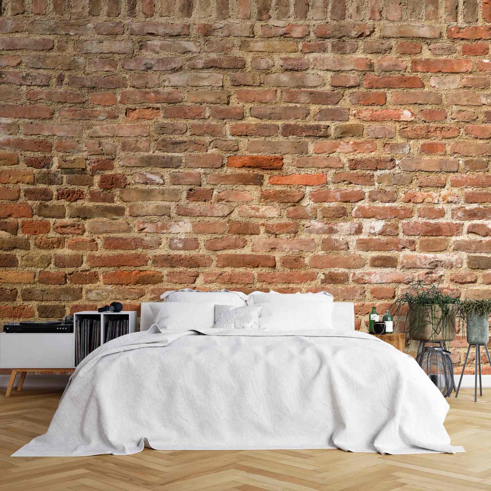 Papier peint vieux mur de briques brunes