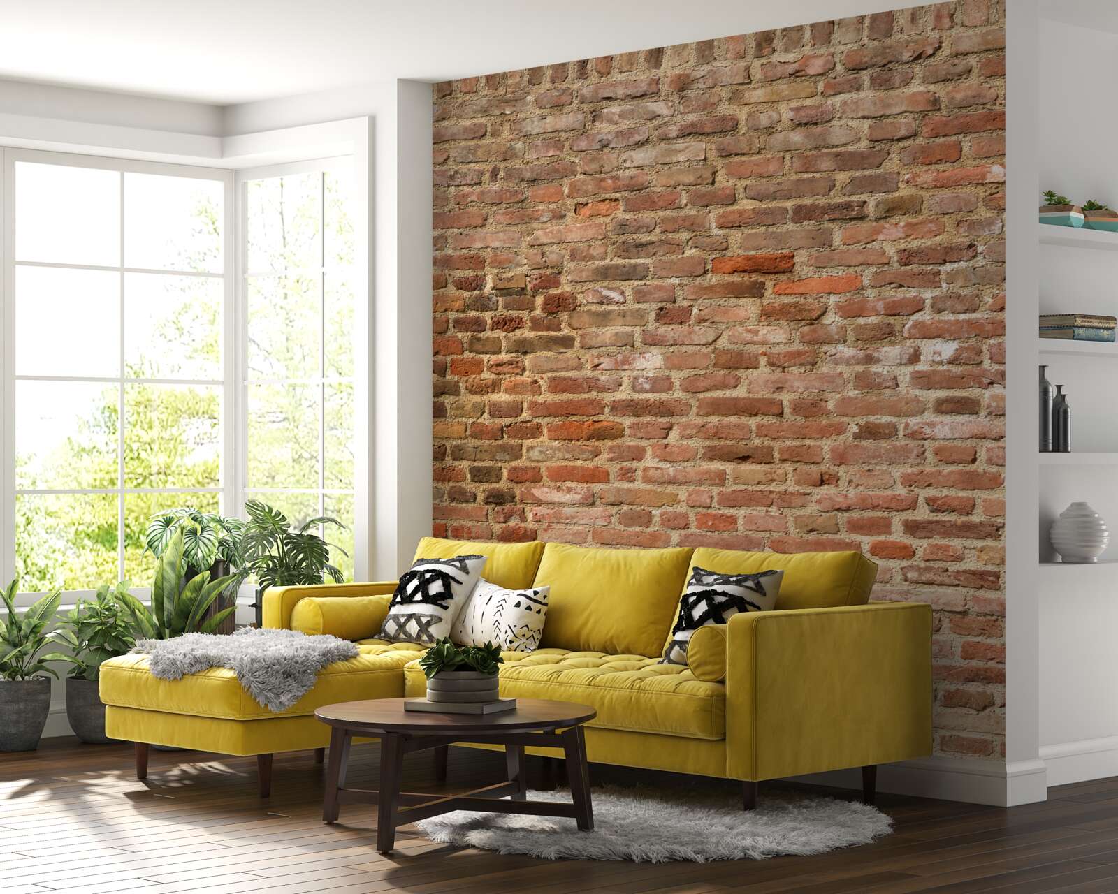 Papier peint vieux mur de briques brunes