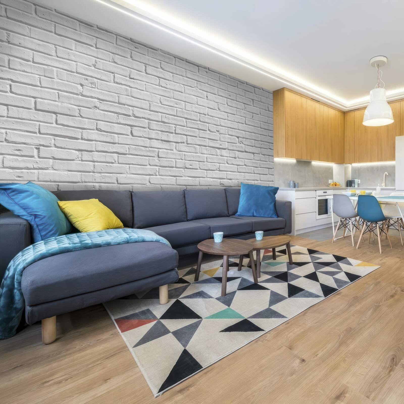 Papier peint Le mur de briques est peint en blanc