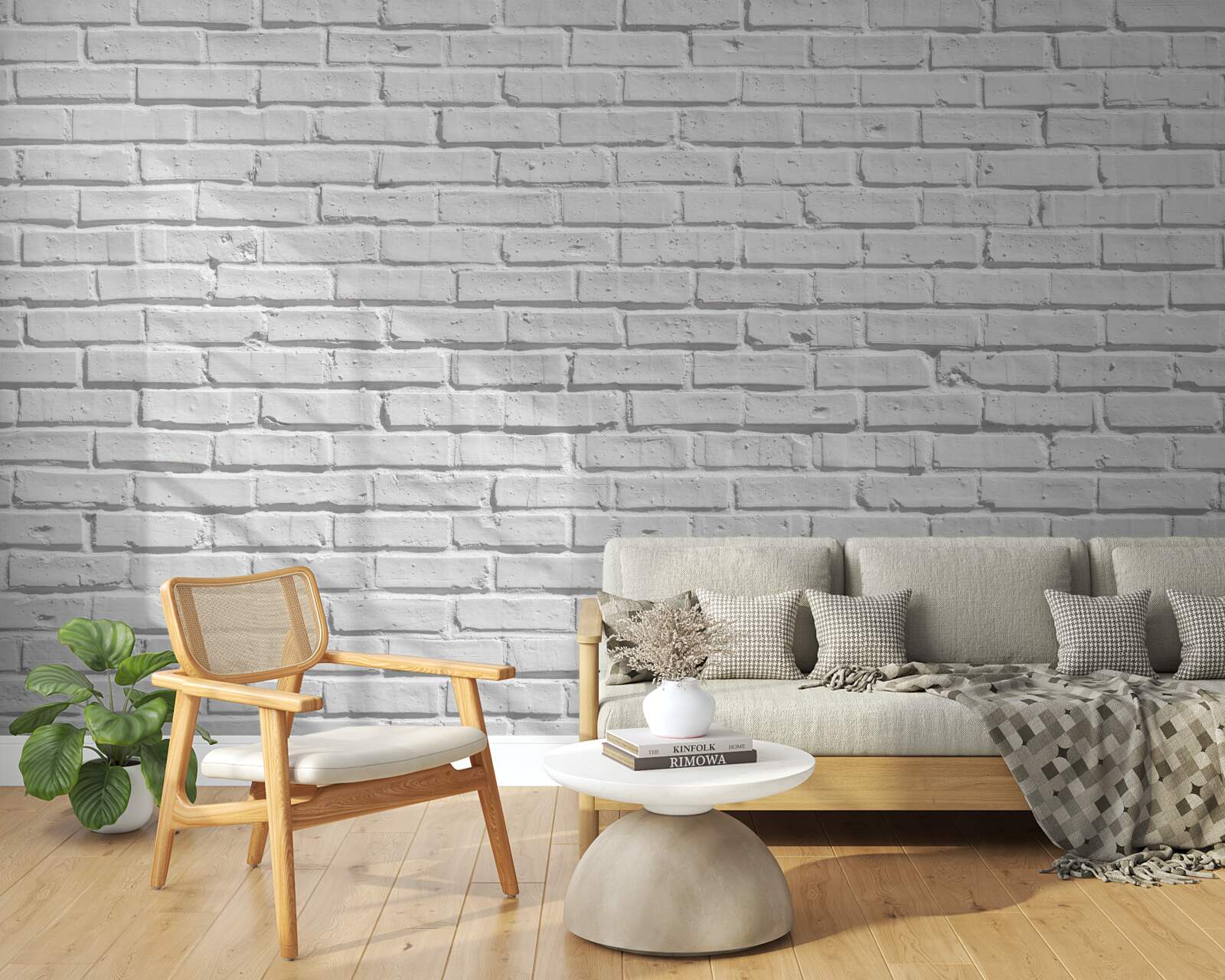 Papier peint Le mur de briques est peint en blanc