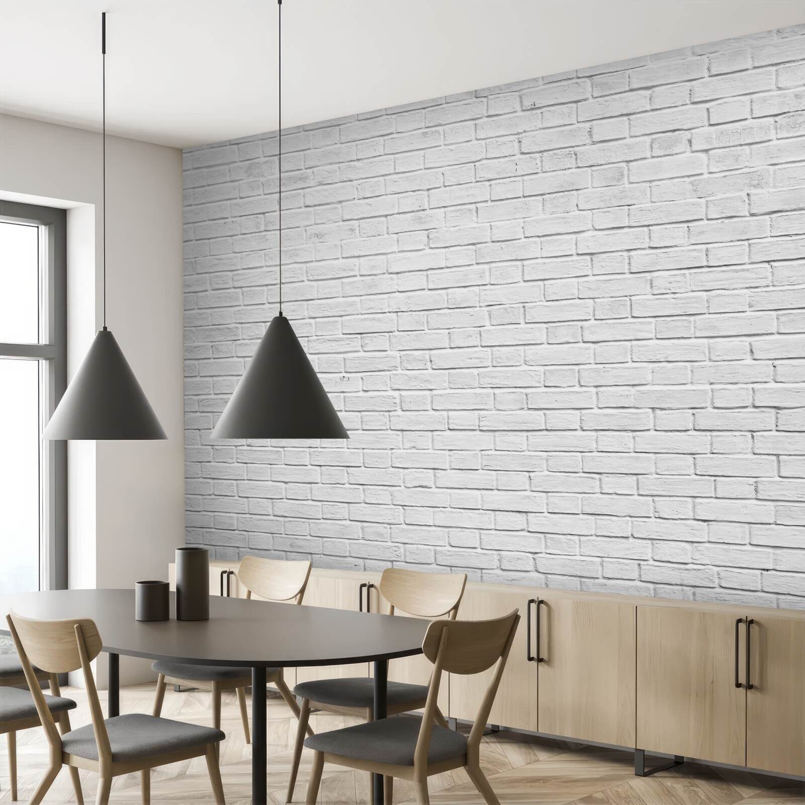 Papier peint bâtiment en briques blanches