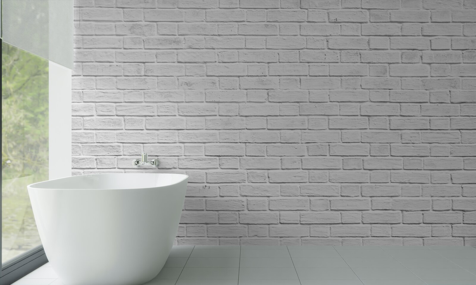 Papier peint bâtiment en briques blanches