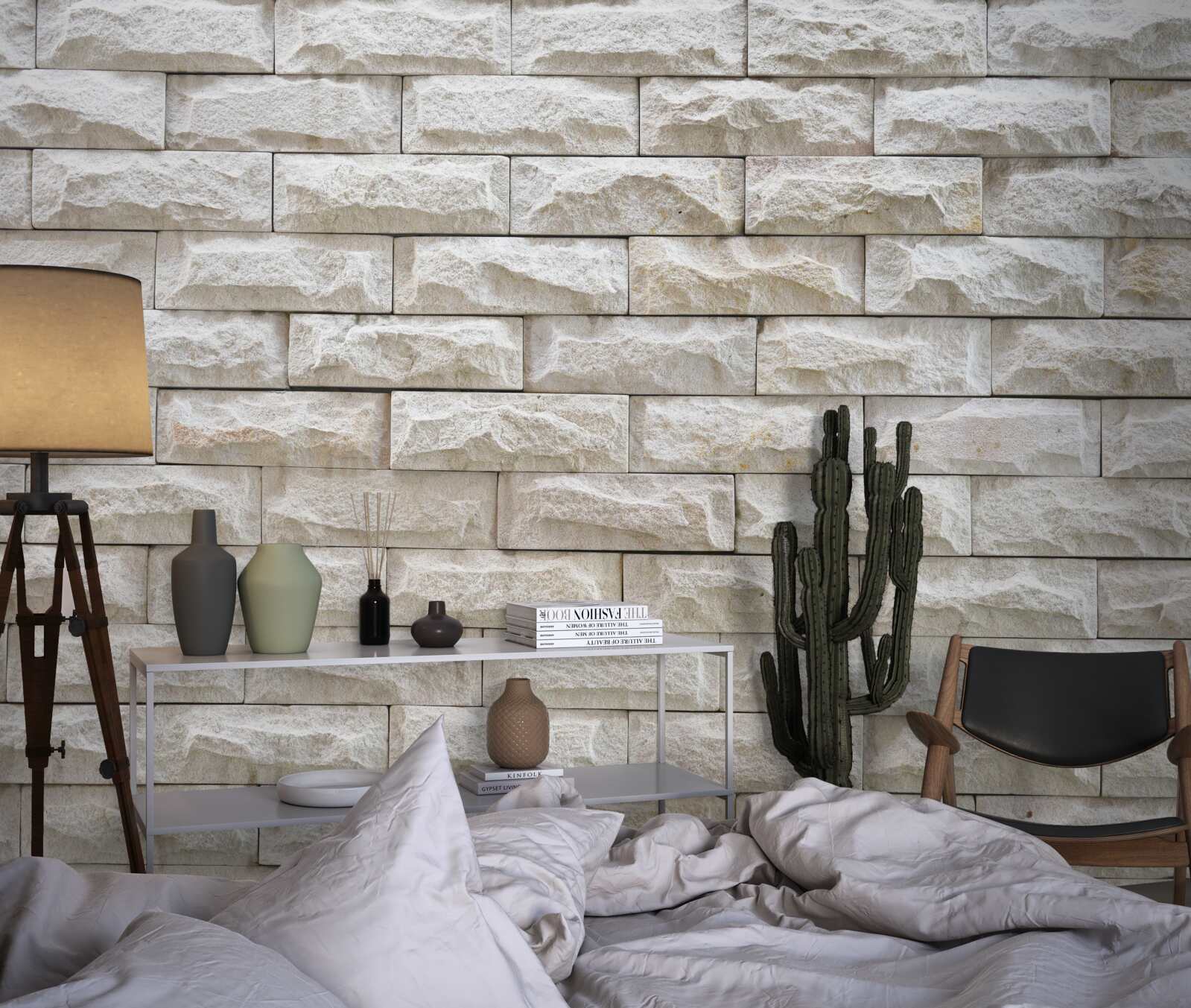 Papier peint mur en pierre claire