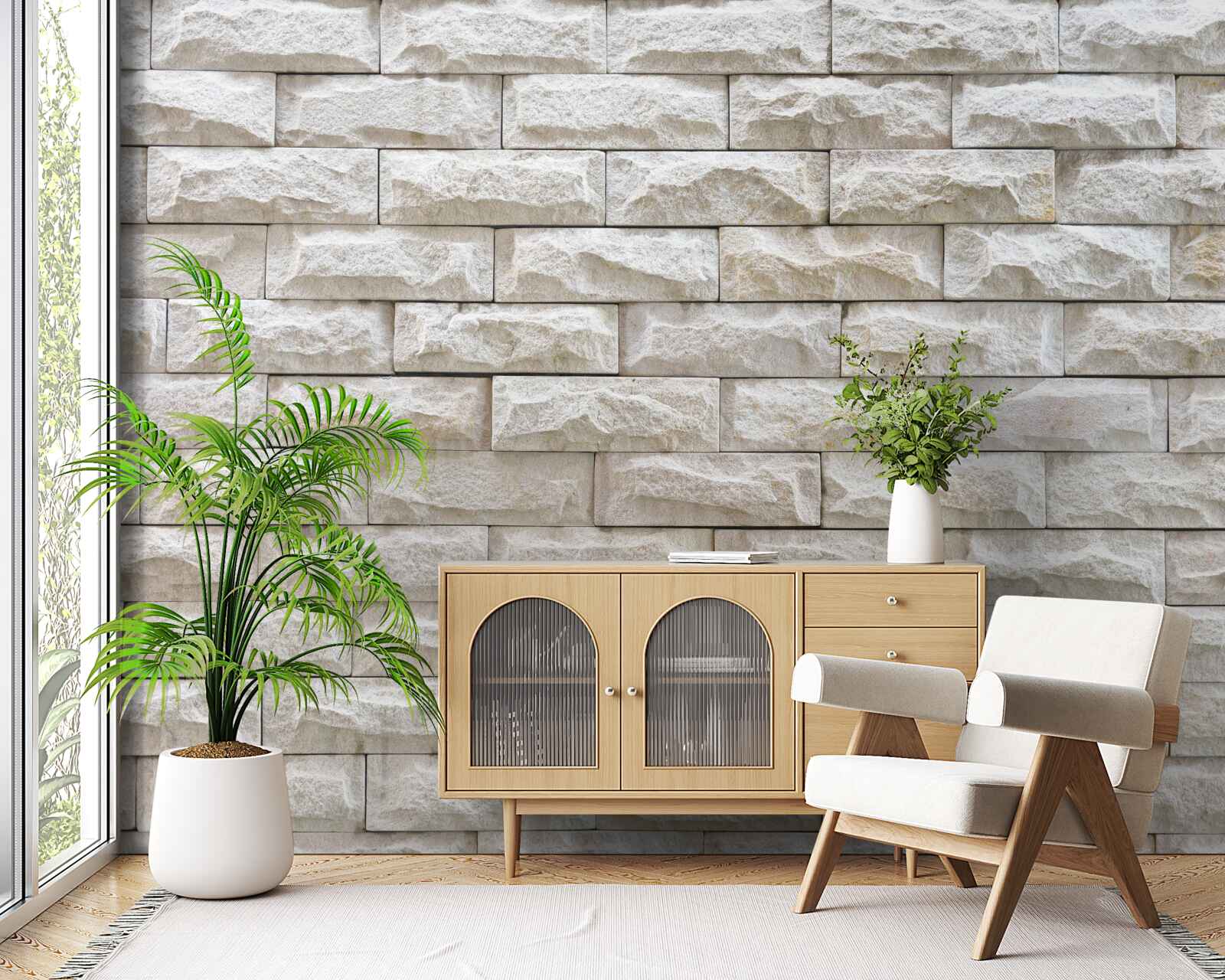 Papier peint mur en pierre claire