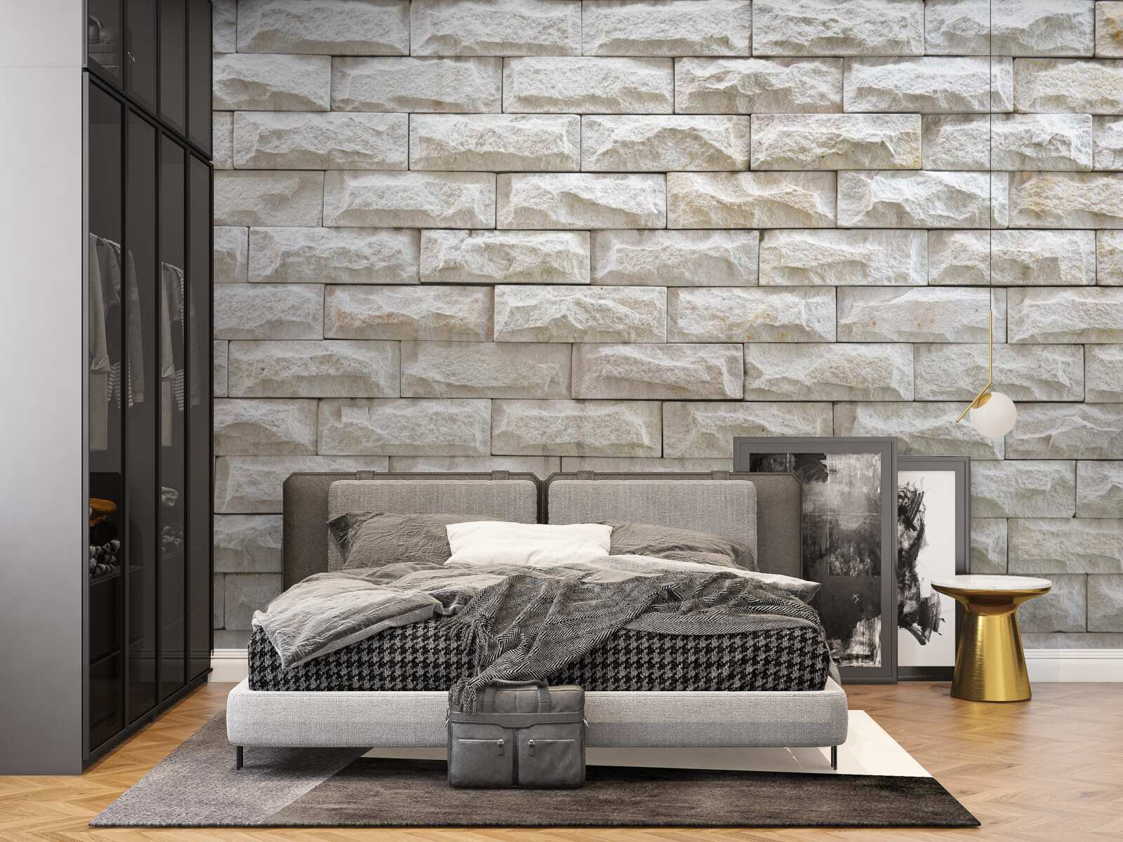 Papier peint mur en pierre claire