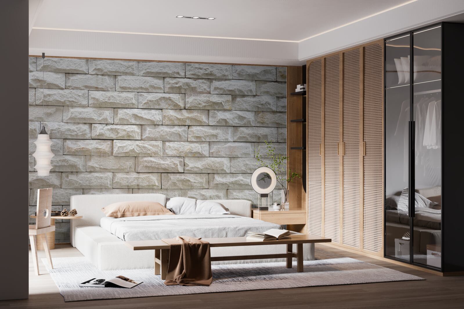 Papier peint mur en pierre claire