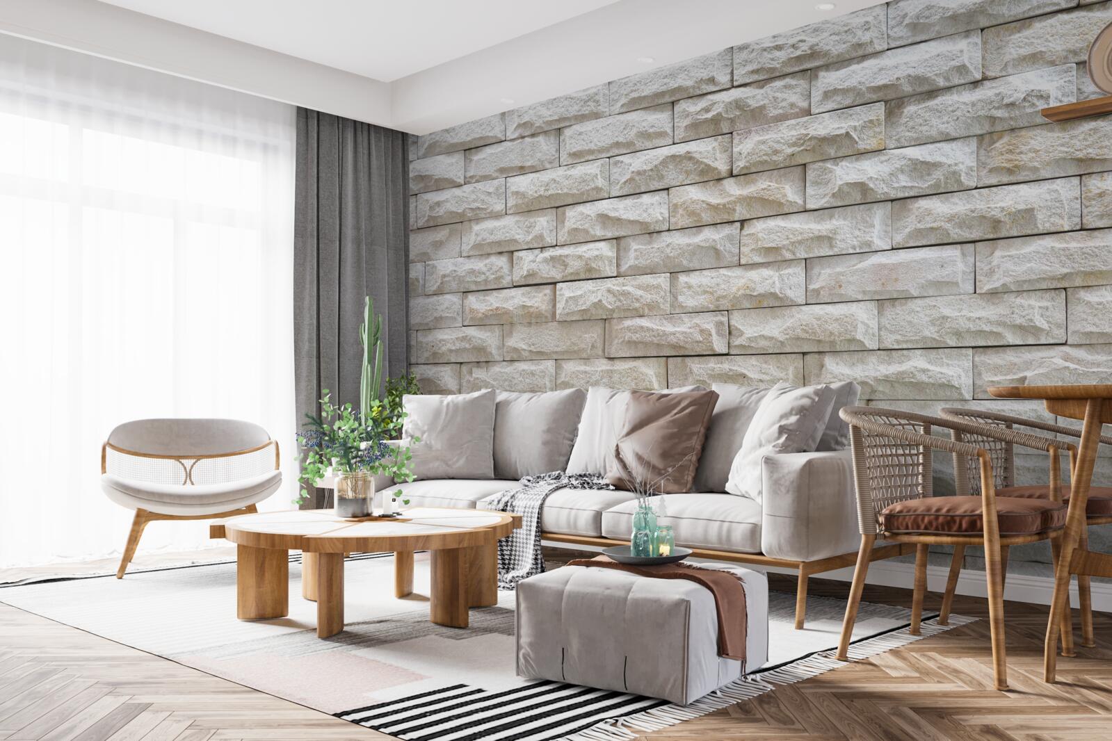 Papier peint mur en pierre claire