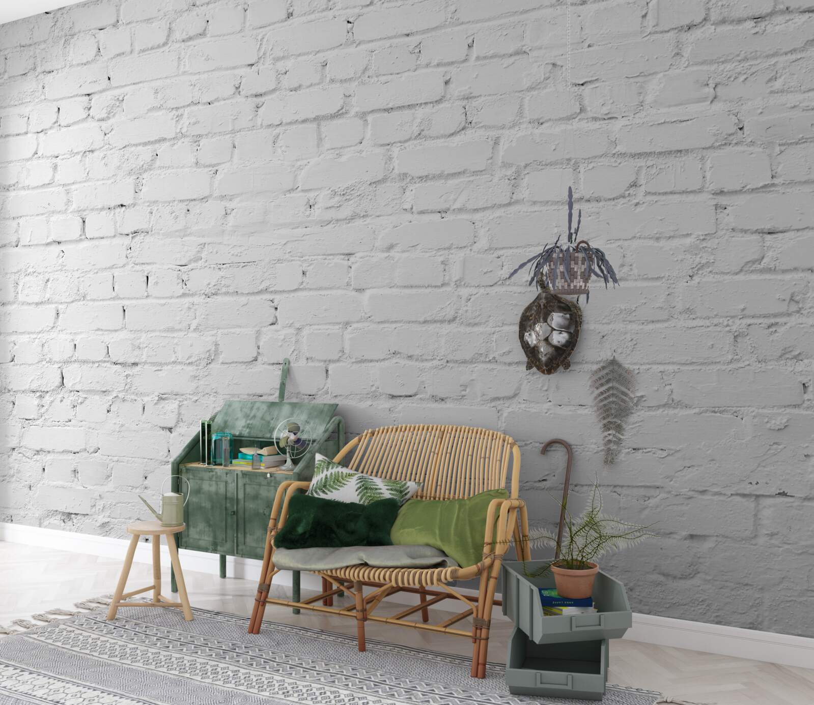 Papier peint mur de briques blanches