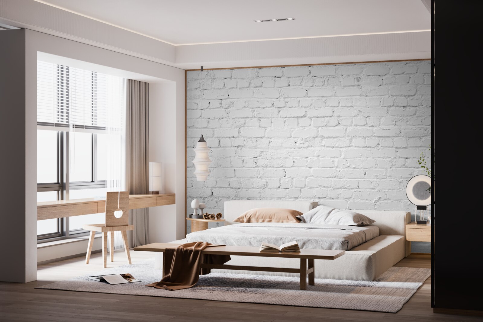 Papier peint mur de briques blanches