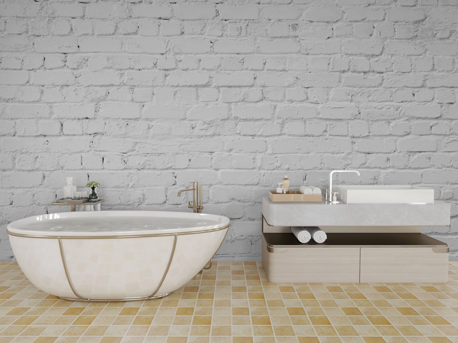 Papier peint mur de briques blanches