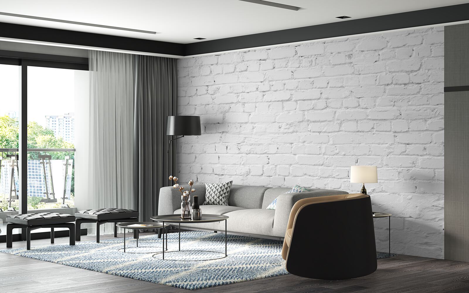 Papier peint mur de briques blanches