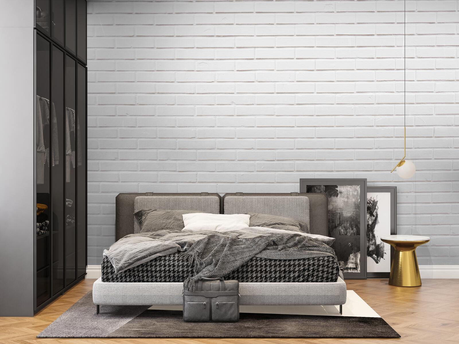 Papier peint le mur de briques est d'un blanc immaculé