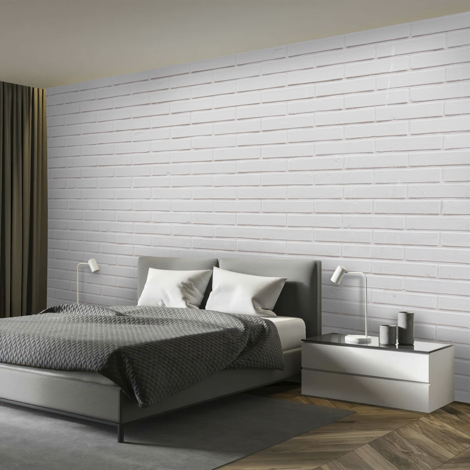 Papier peint le mur de briques est d'un blanc immaculé