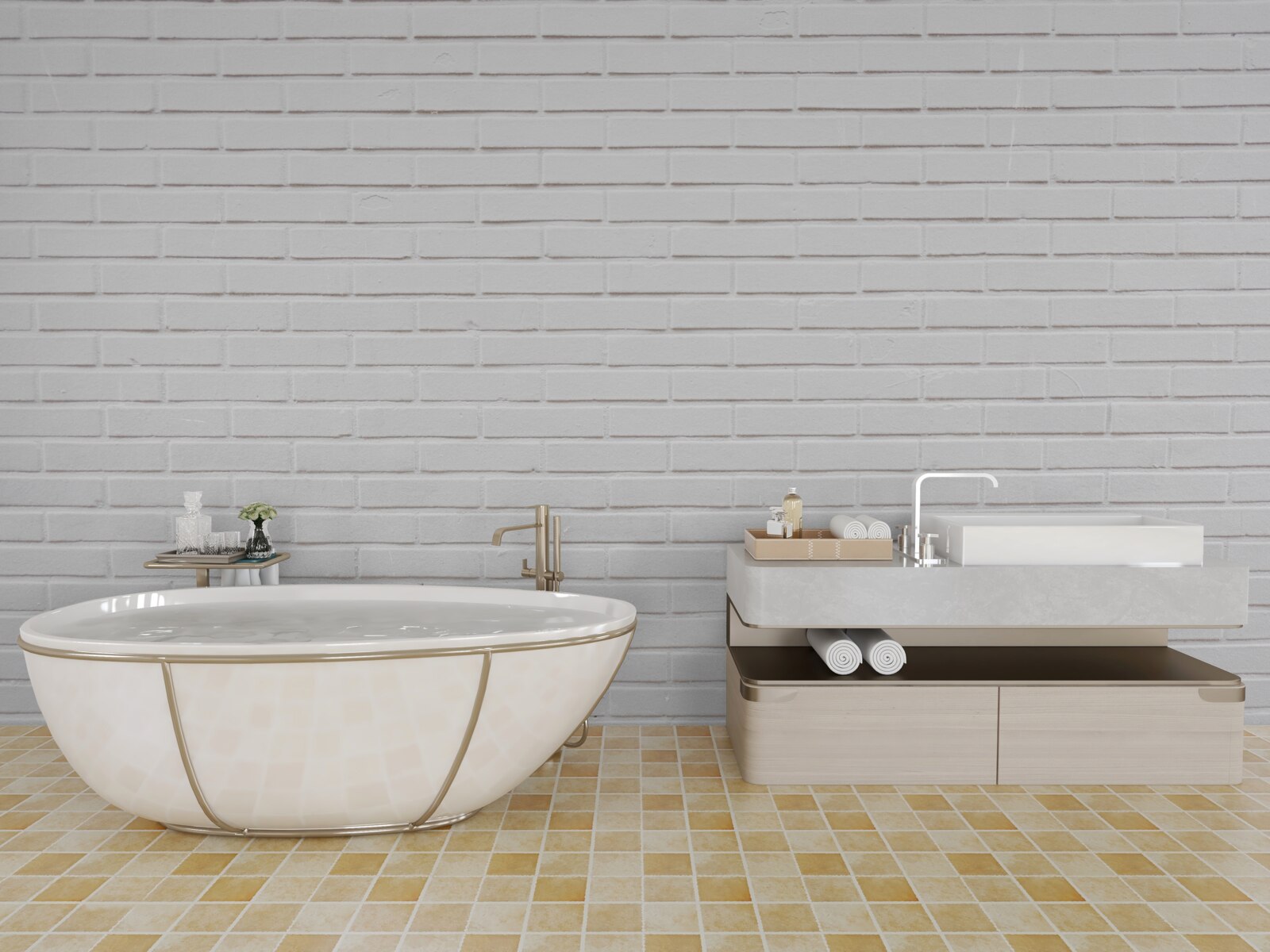 Papier peint le mur de briques est d'un blanc immaculé