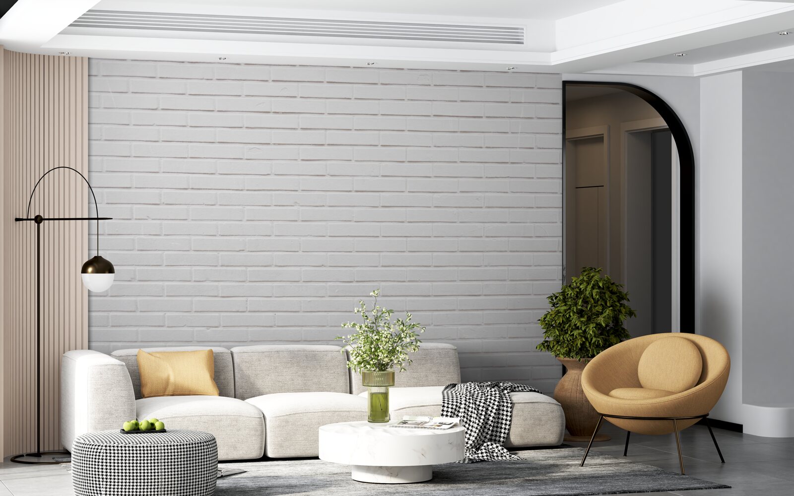 Papier peint le mur de briques est d'un blanc immaculé