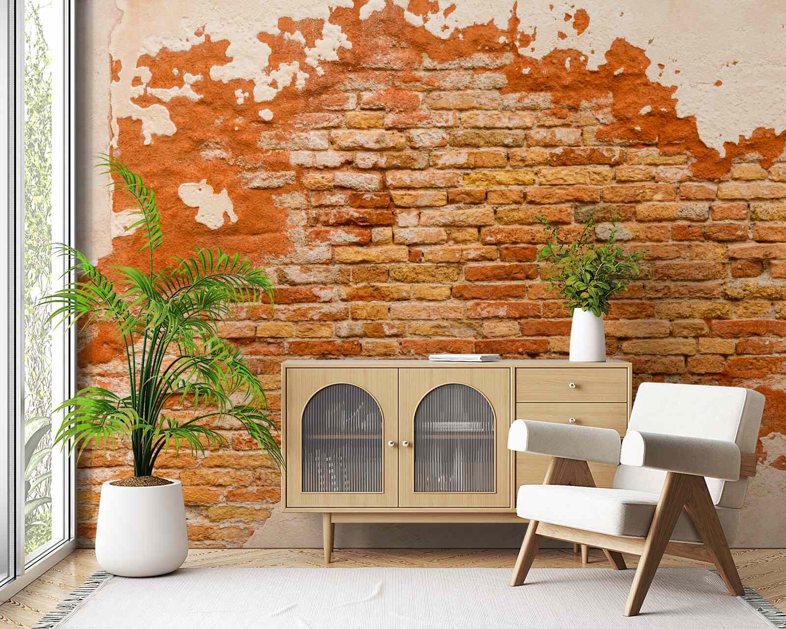 Papier peint un mur de briques qui s'est détérioré avec le temps