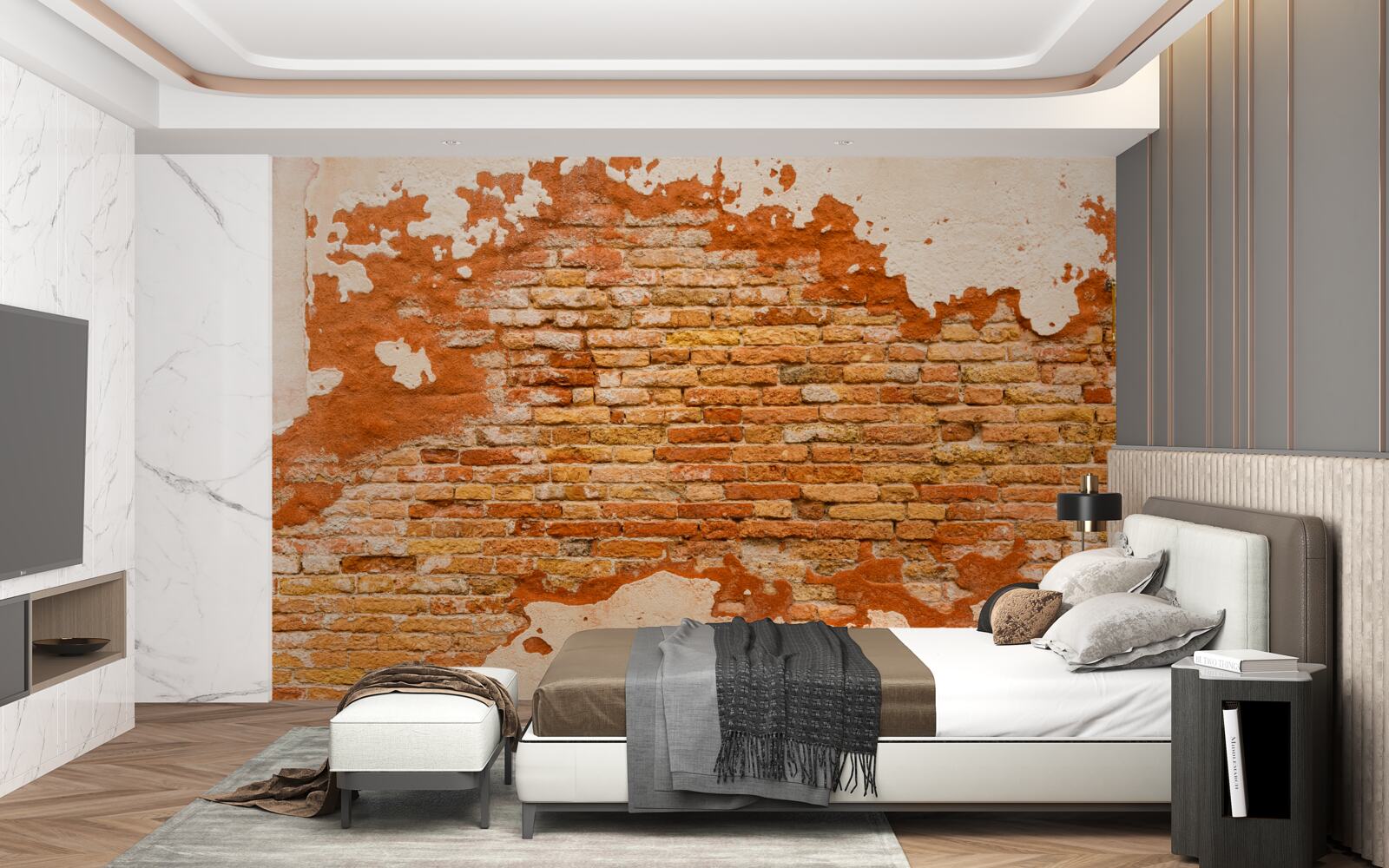 Papier peint un mur de briques qui s'est détérioré avec le temps