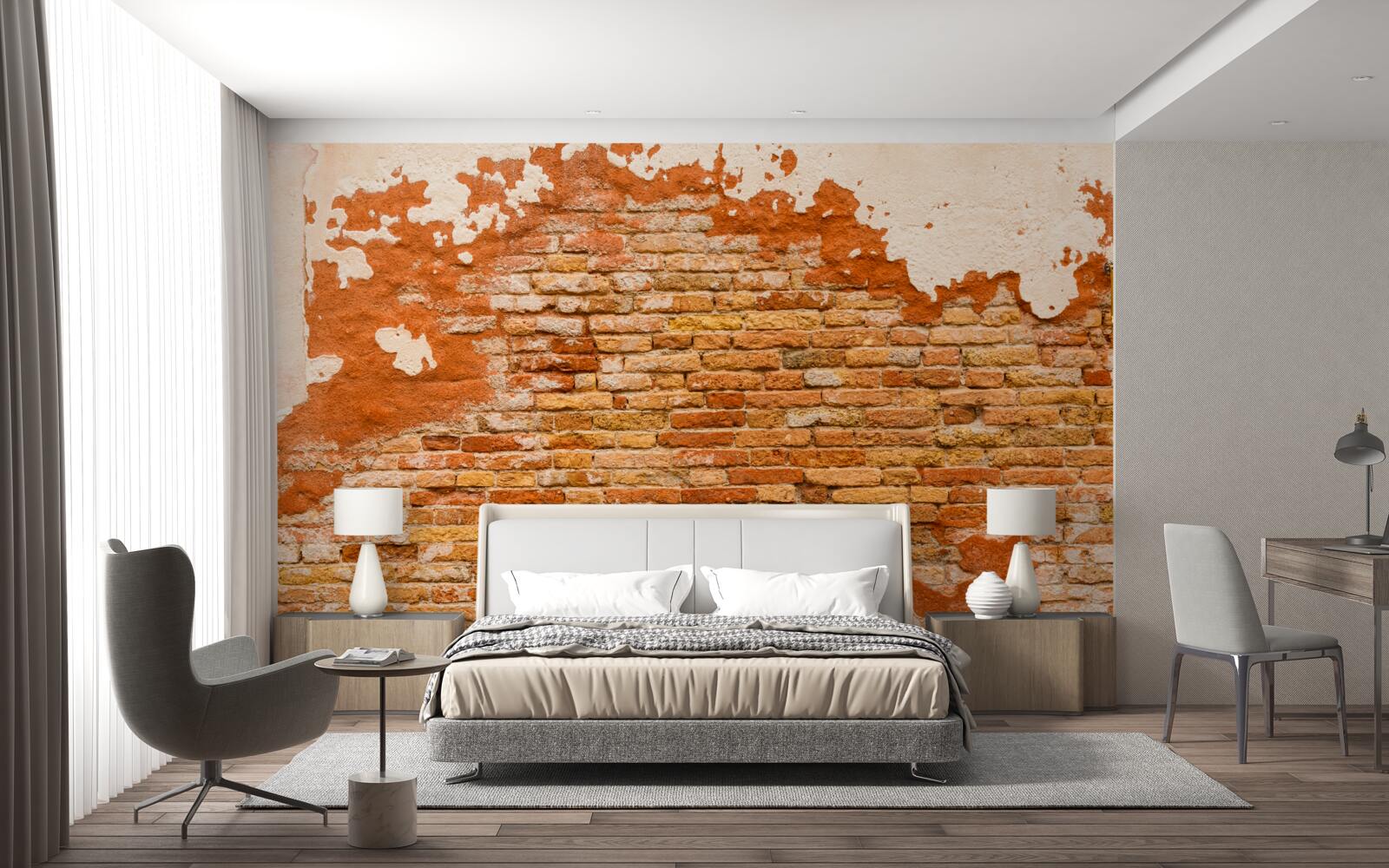 Papier peint un mur de briques qui s'est détérioré avec le temps