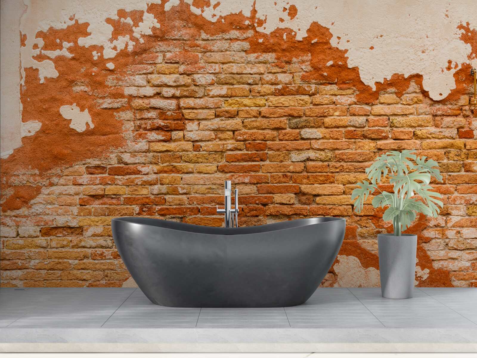 Papier peint un mur de briques qui s'est détérioré avec le temps