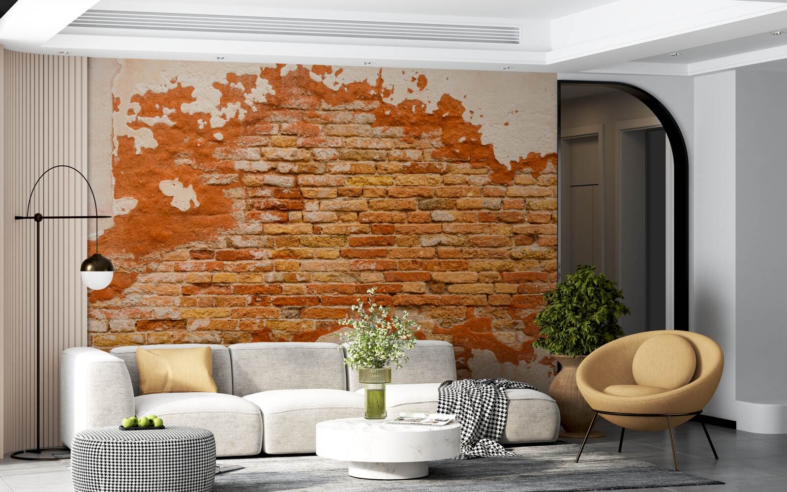 Papier peint un mur de briques qui s'est détérioré avec le temps