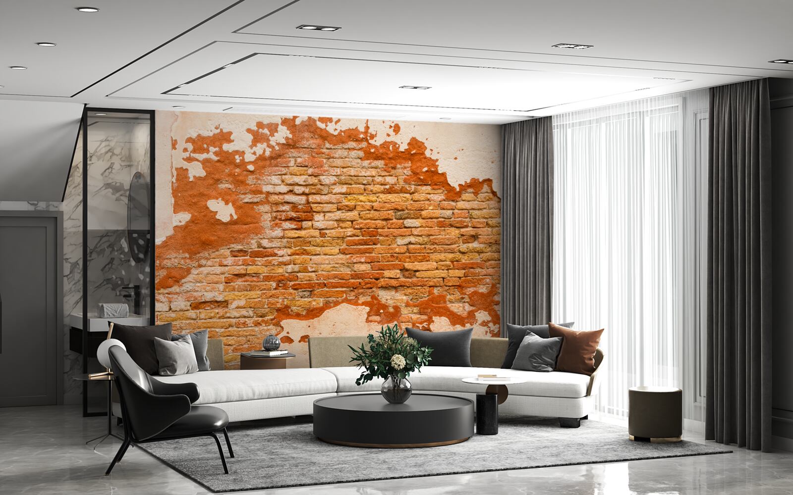 Papier peint un mur de briques qui s'est détérioré avec le temps