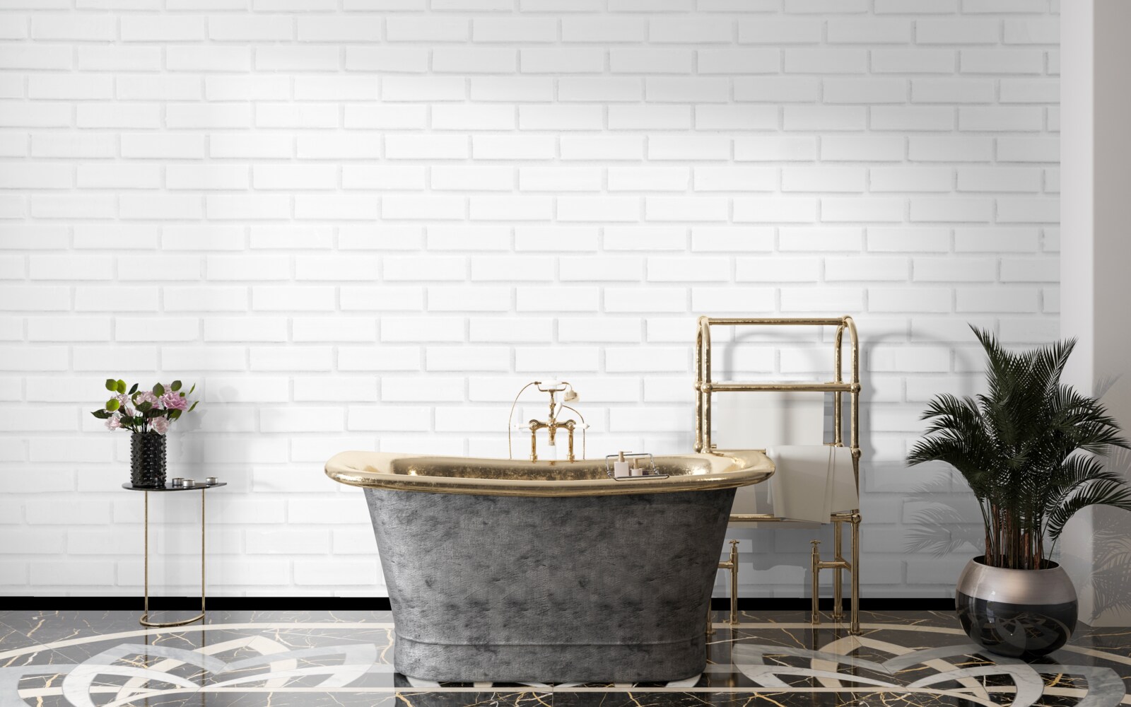 Papier peint le mur de briques est d'un blanc immaculé