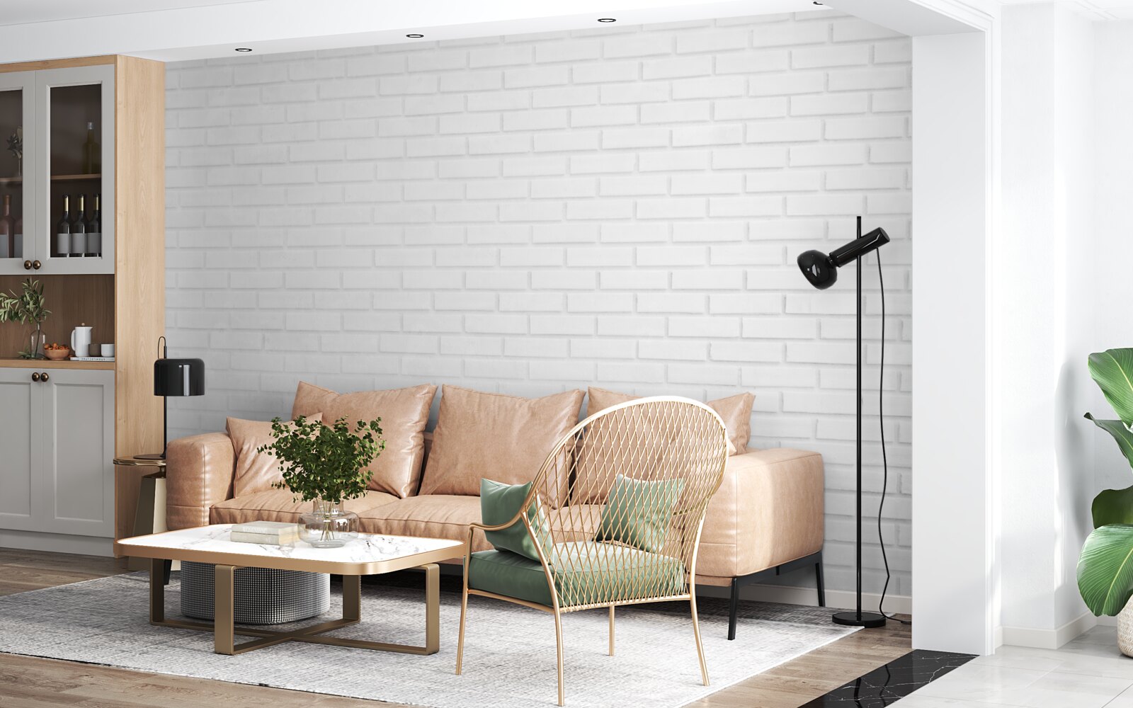 Papier peint le mur de briques est d'un blanc immaculé