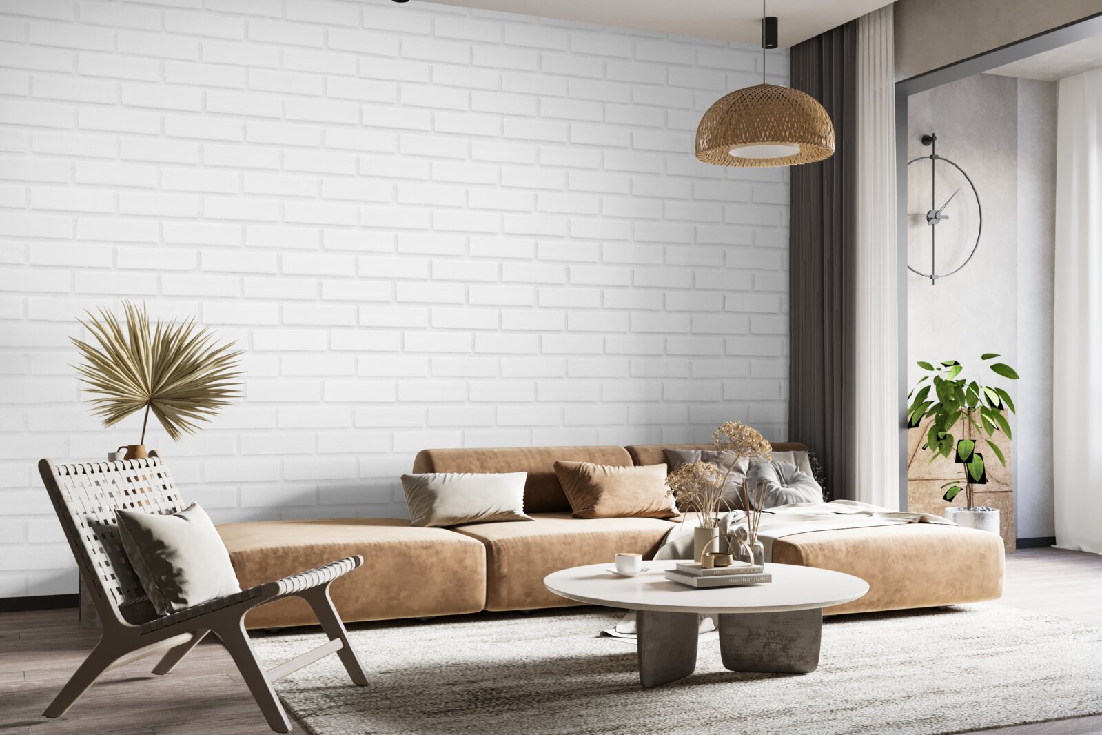 Papier peint le mur de briques est d'un blanc immaculé