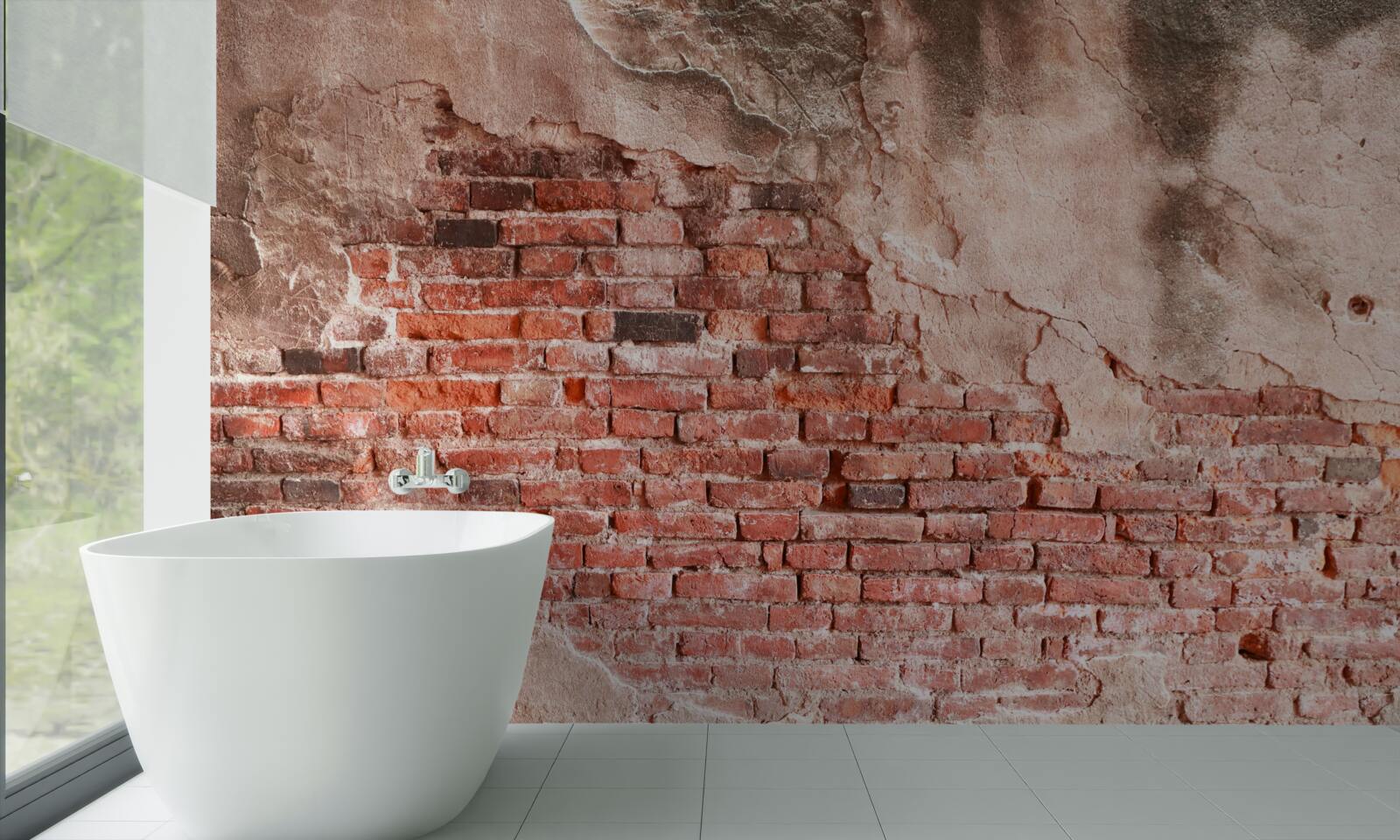 Papier peint Mur recouvert de briques effritées