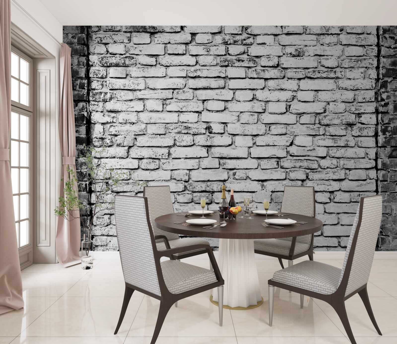 Papier peint Mur de briques avec traces de rayures