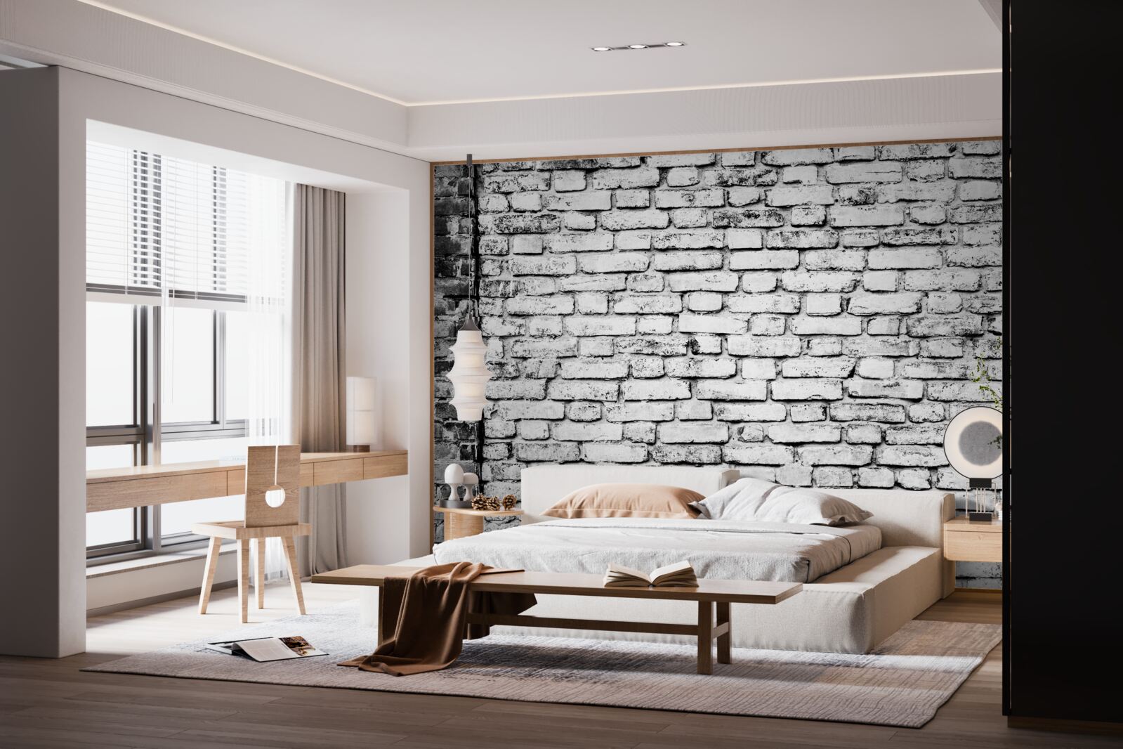 Papier peint Mur de briques avec traces de rayures