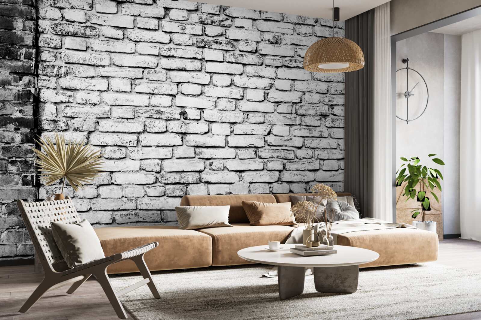 Papier peint Mur de briques avec traces de rayures