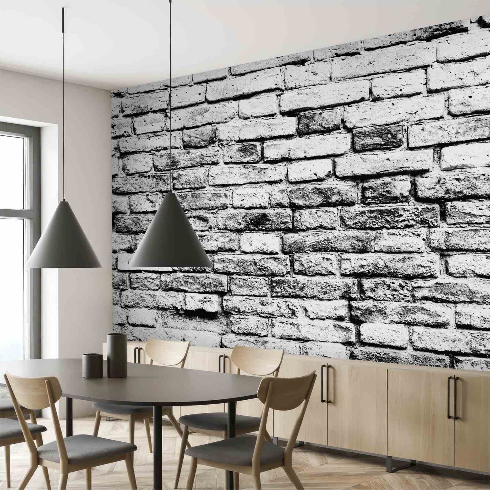 Papier peint structure murale en briques grises