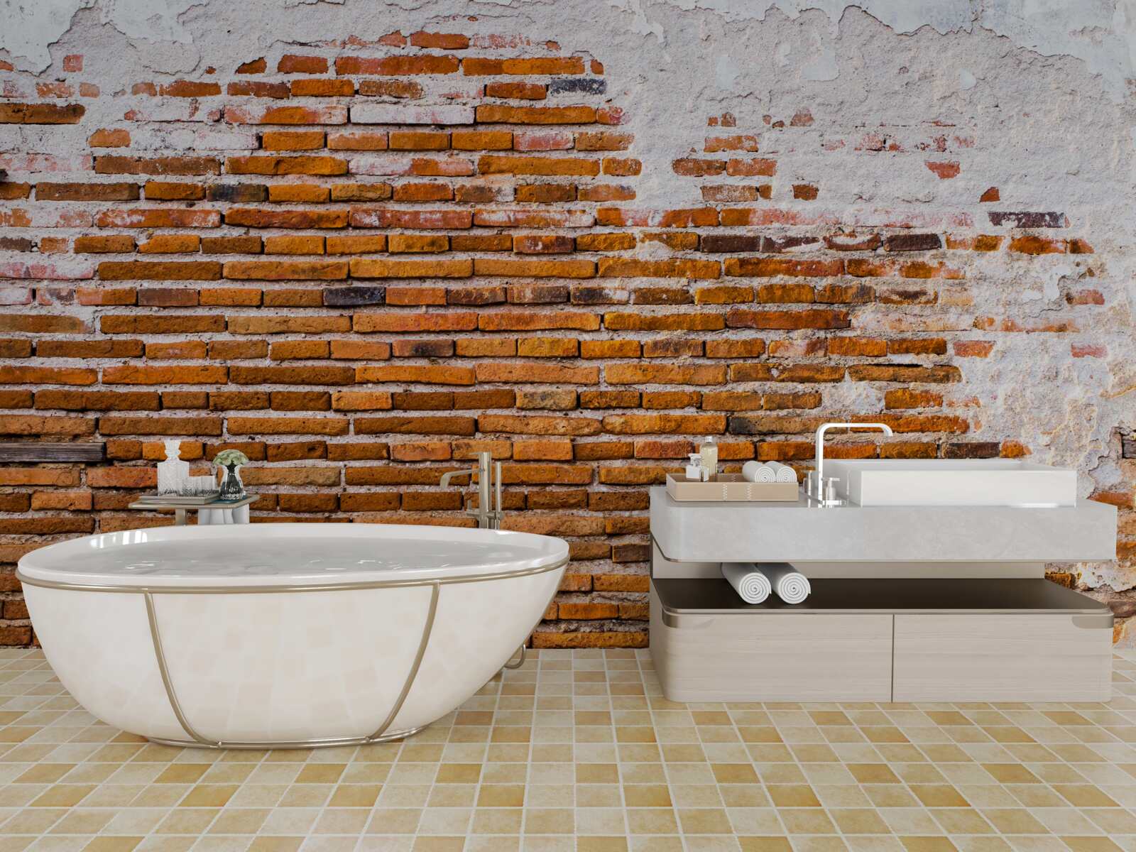 Papier peint vieux mur de briques qui a perdu son aspect