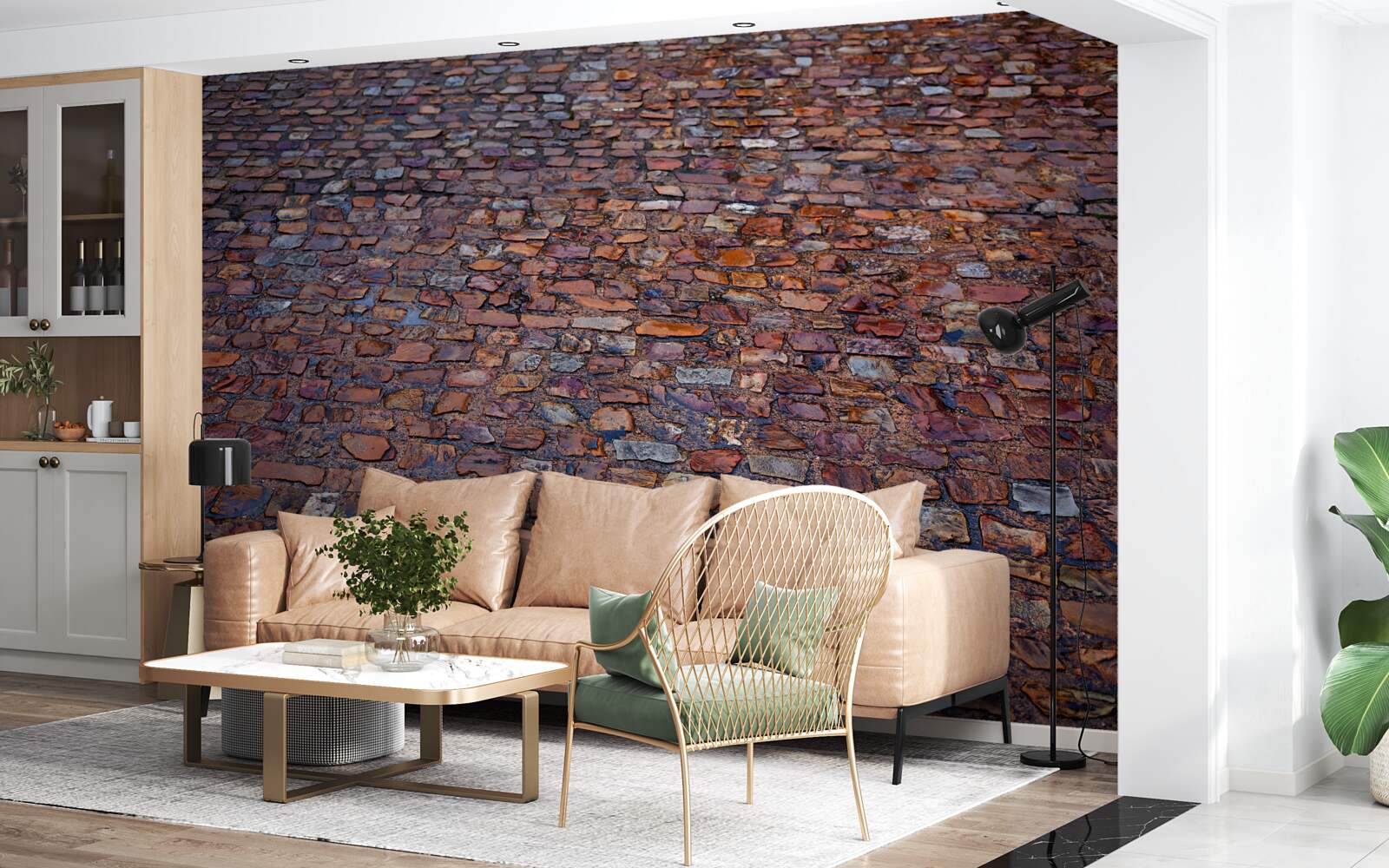 Papier peint rue ancienne pavée de galets