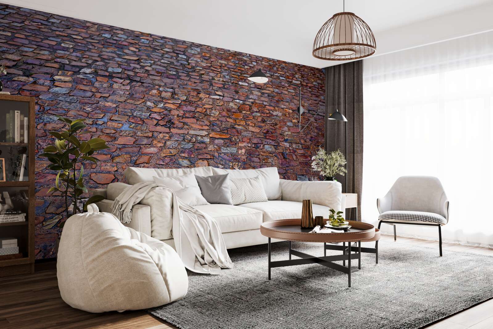 Papier peint rue ancienne pavée de galets