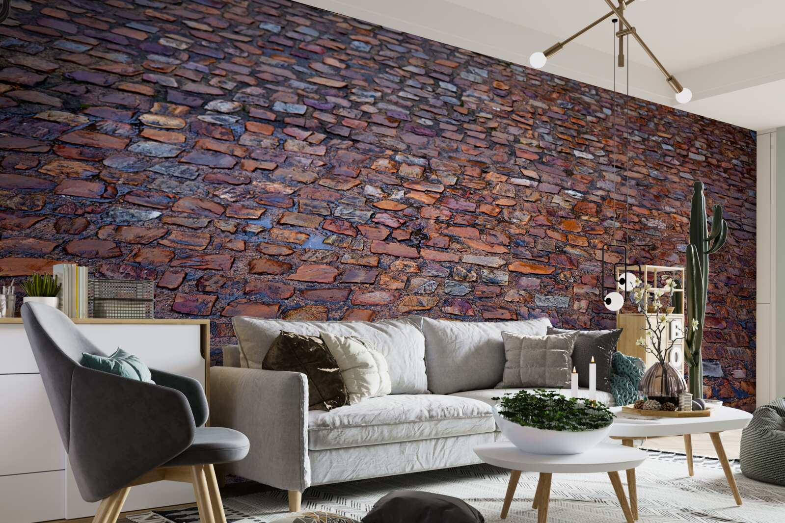 Papier peint rue ancienne pavée de galets