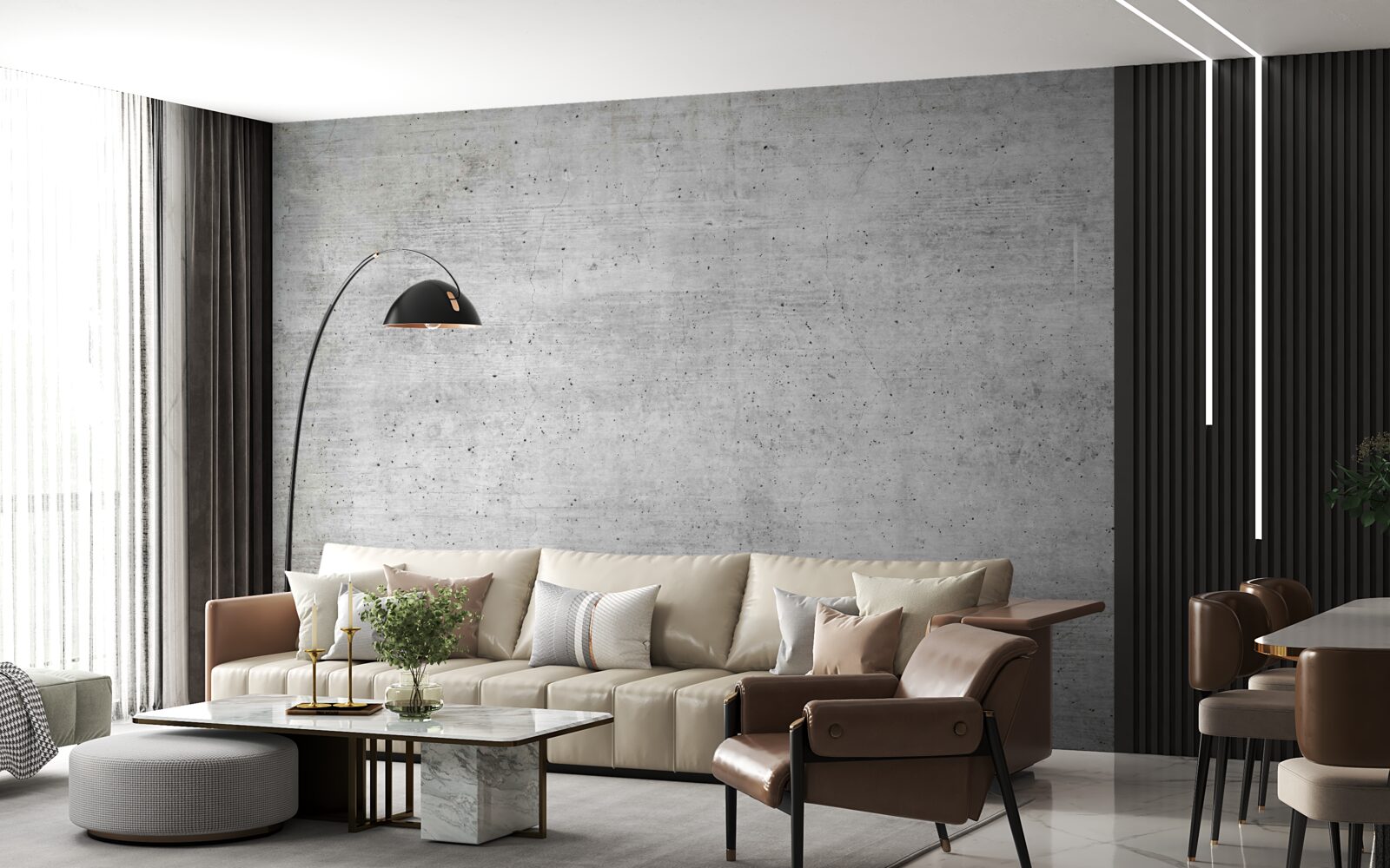 Papier peint texture grise enduite