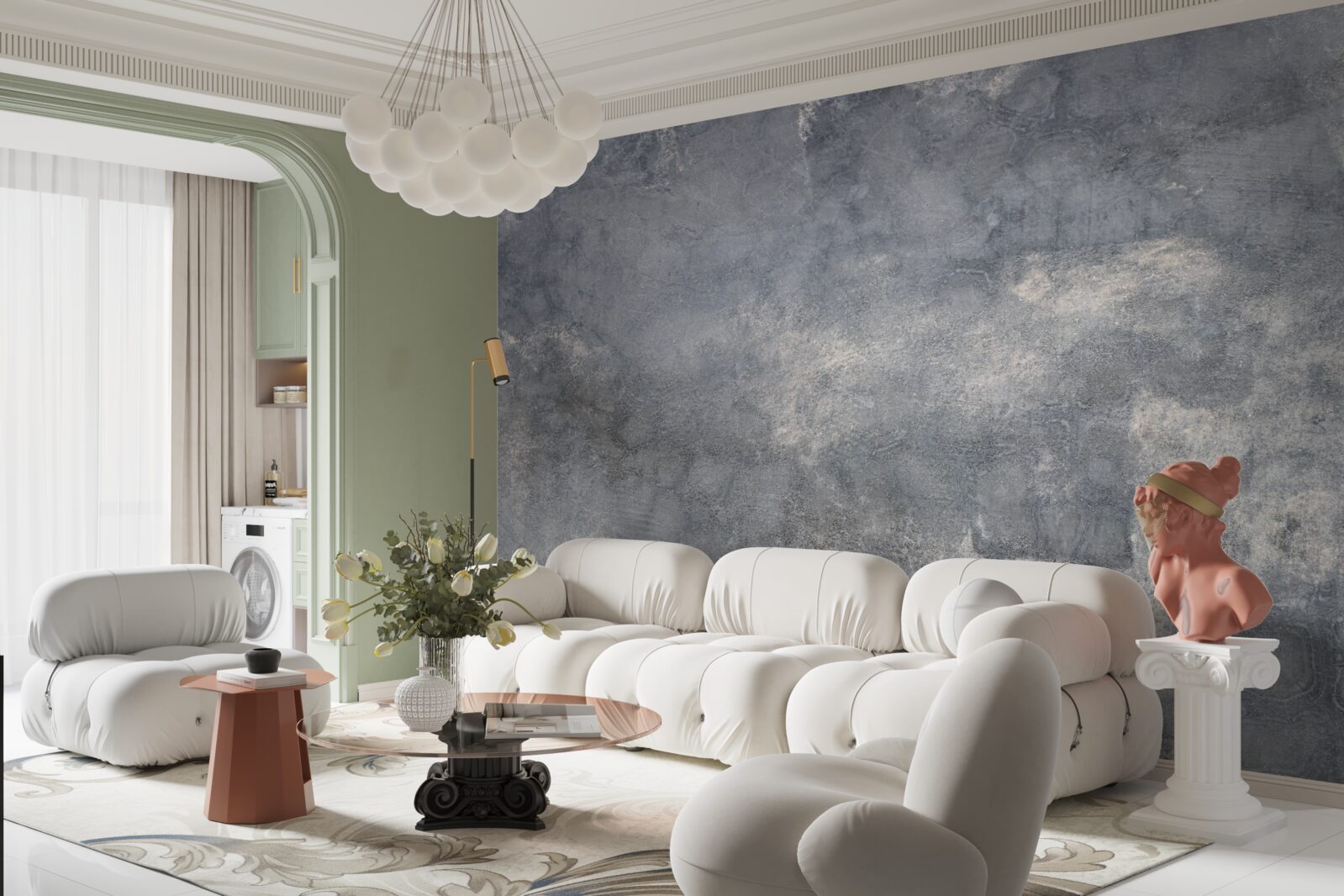 Papier peint mur en ciment formé