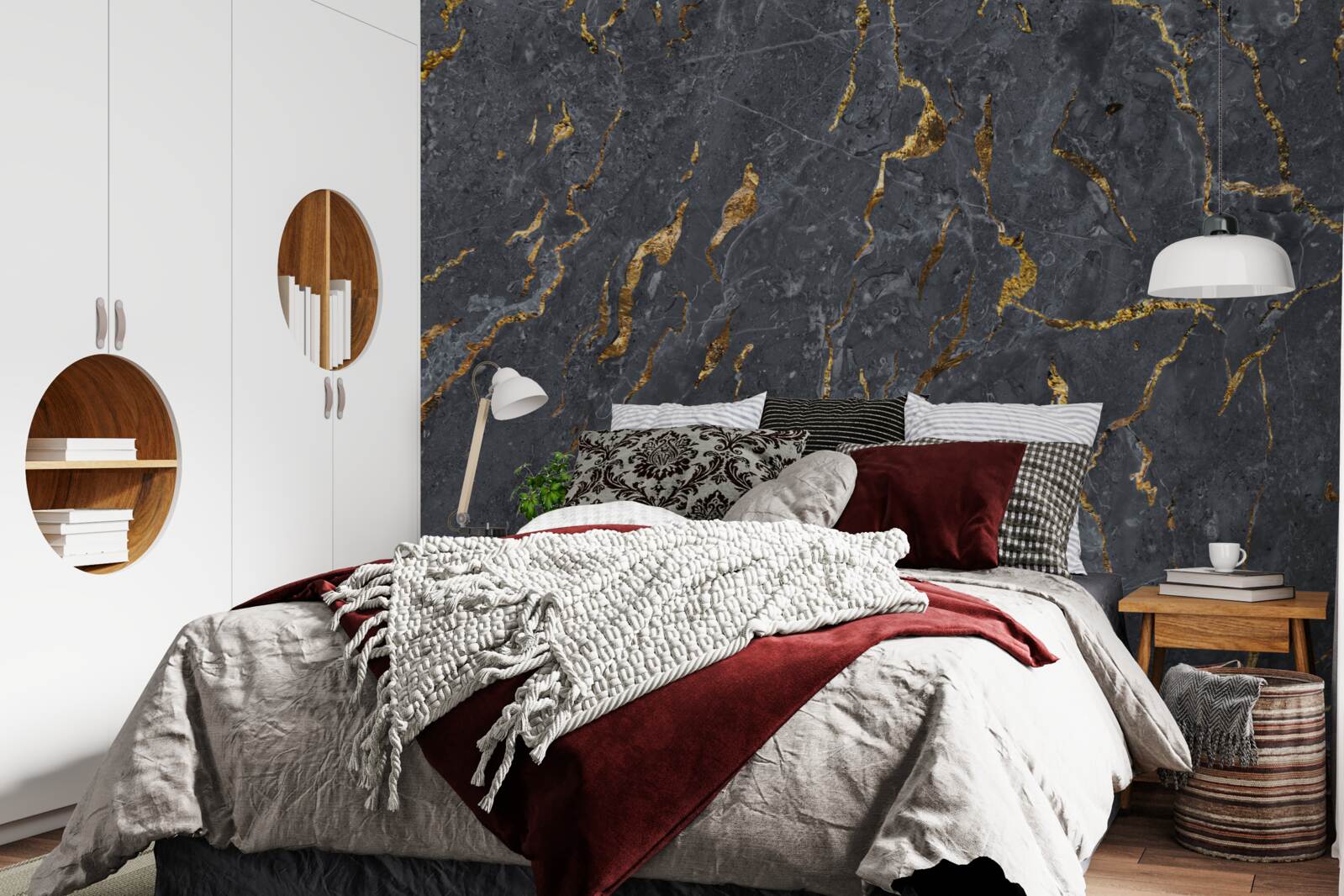 Papier peint fond de marbre noir avec particules d'or