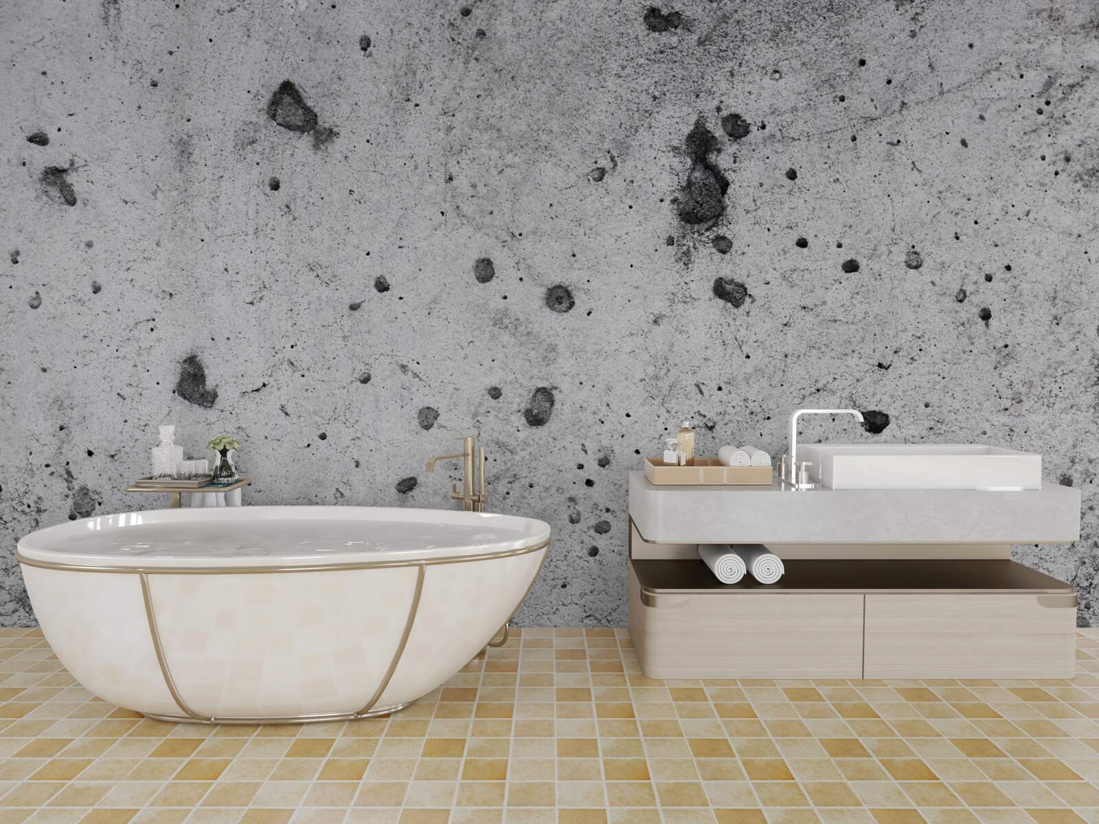 Papier peint mur en béton avec des marques sombres