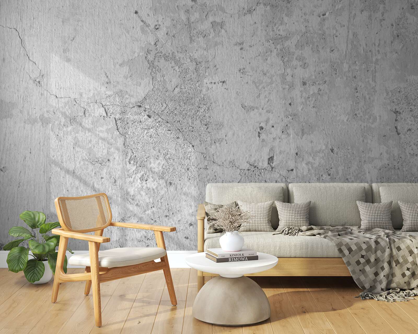Papier peint le ciment est gris et couvert de rayures