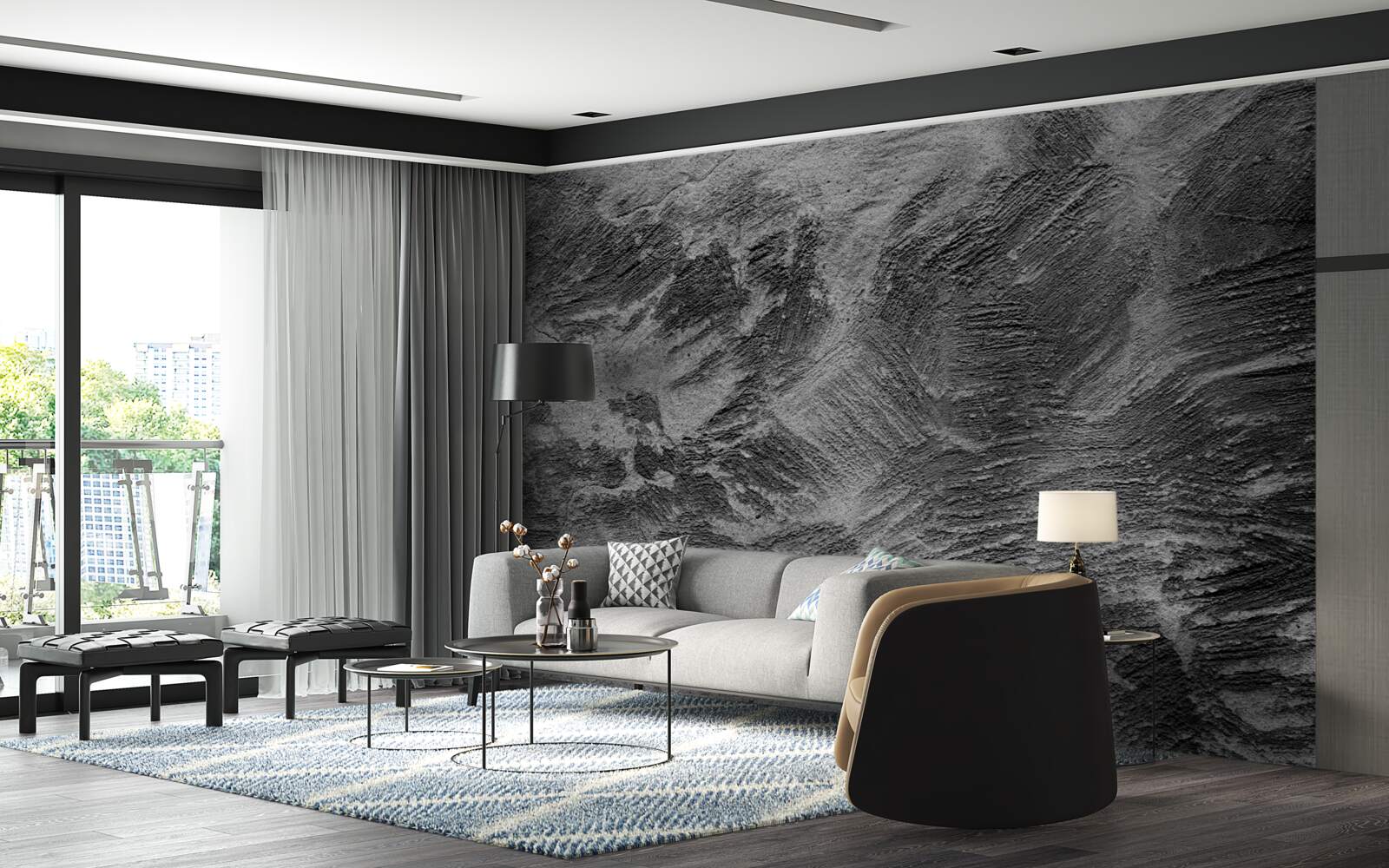 Papier peint bandes décoratives dans les tons clairs et foncés