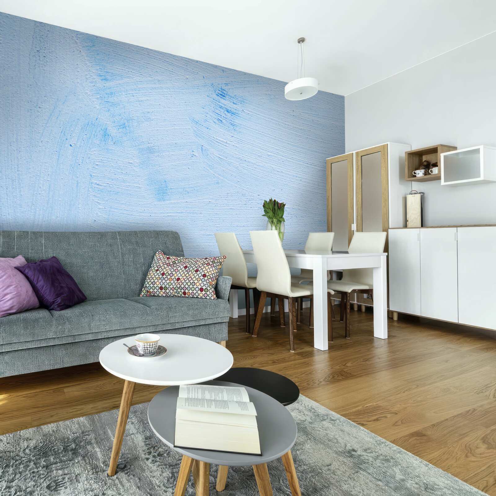 Papier peint une couche de plâtre souple de couleur azur