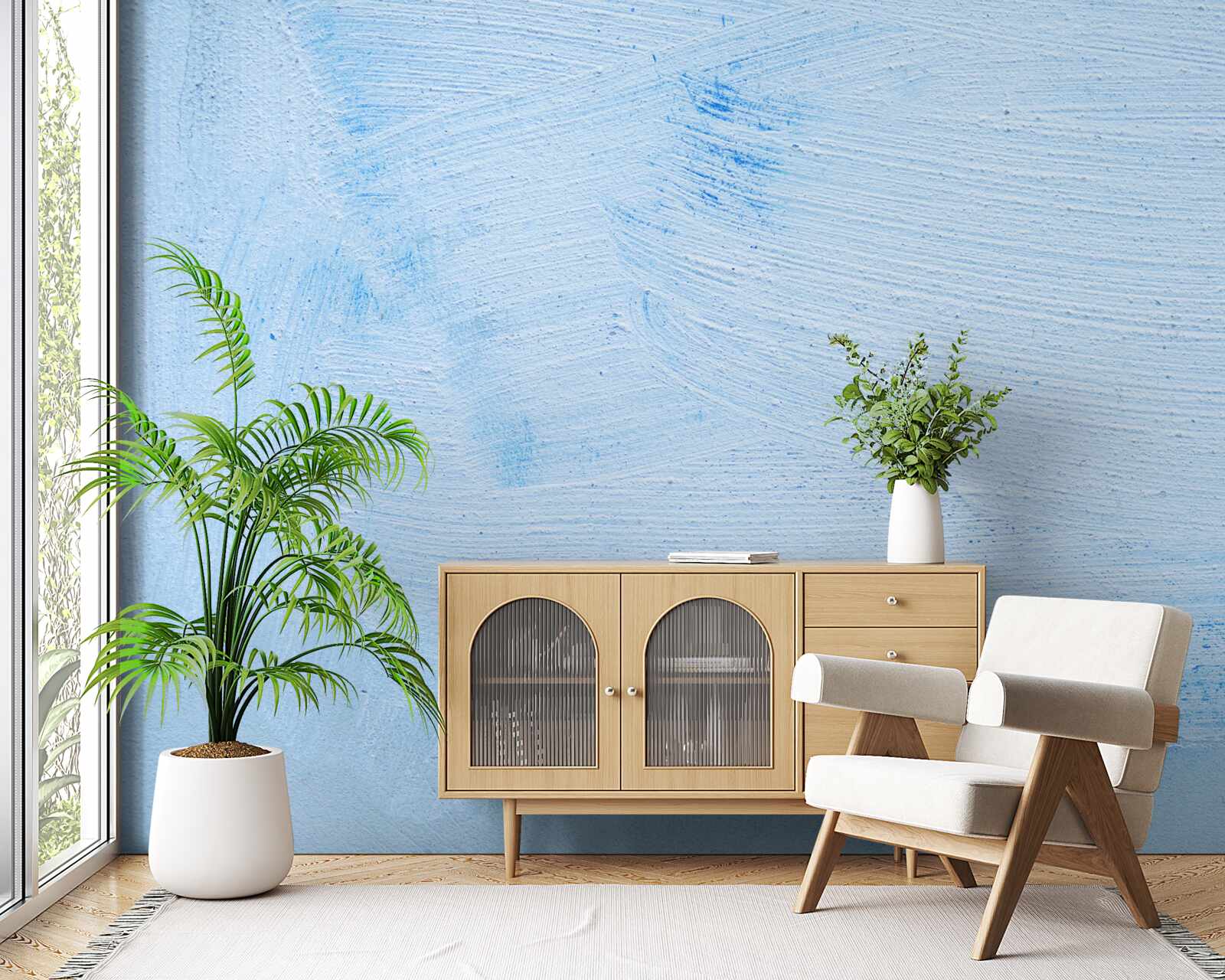 Papier peint une couche de plâtre souple de couleur azur