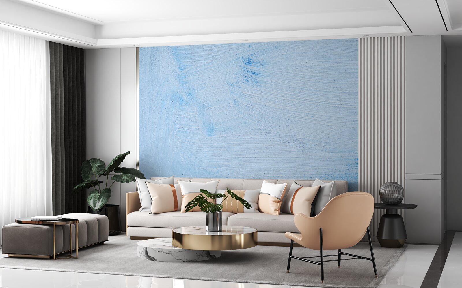 Papier peint une couche de plâtre souple de couleur azur